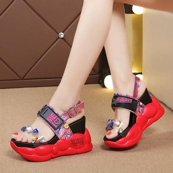 2020 chunky red high heels white summer fashion transparent increase wedge rhinestone sandals platform sandals women, Black
2020 chunky red high heels white summer fashion transparent increase wedge rhinestone sandals platform sandals women, Black