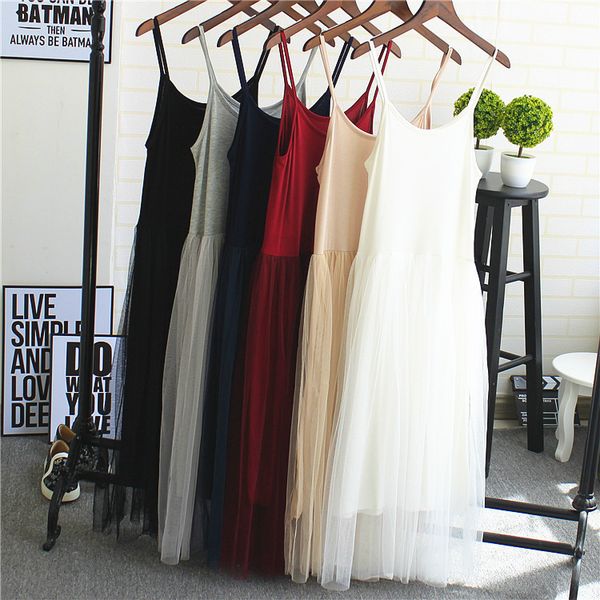 2019 beautiful girl summer goddess little fresh lace mesh dress with tank modal dress summer long bottom dress ing, Black;gray
2019 beautiful girl summer goddess little fresh lace mesh dress with tank modal dress summer long bottom dress ing, Black;gray