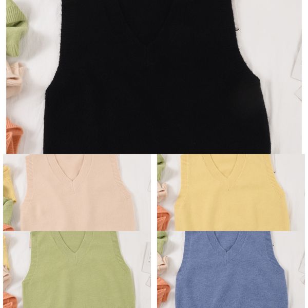 осень зима 2020 v-образный вырез с коротким трикотажными женщинами новых корейским свободным клипом и рукавами top жилет жилет топ моды j0qf, White;black 
осень зима 2020 v-образный вырез с коротким трикотажными женщинами новых корейским свободным клипом и рукавами top жилет жилет топ моды j0qf, White;black