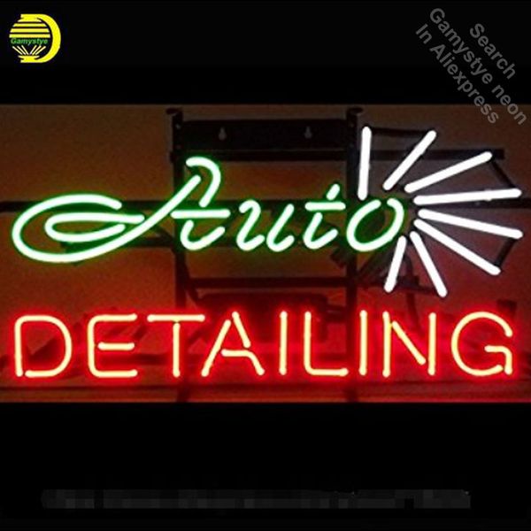 Auto Detailing Neon Sign Neon Bulb Sign Real Glass Tube Neon Lights Vintage Lamp Recreation Beer Room Iconic Sign Advertise