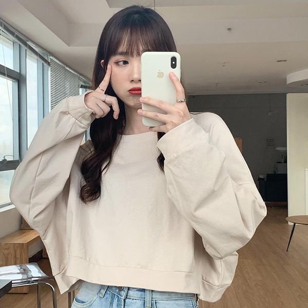 women's hoodies & sweatshirts spring autumn korean harajuku women preppy style sweet o neck batwing sleeve solid color short for studen, Black
women's hoodies & sweatshirts spring autumn korean harajuku women preppy style sweet o neck batwing sleeve solid color short for studen, Black
