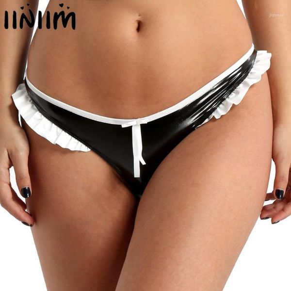 women's panties iiniim womens lingerie punk female underpants wet look faux leather ruffled lace low rise bikini briefs underwear1, Black;pink
women's panties iiniim womens lingerie punk female underpants wet look faux leather ruffled lace low rise bikini briefs underwear1, Black;pink