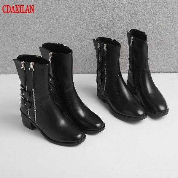 cdaxilan new arrived women's short boots genuine cow leather motorcycle boots ladies high low heel mid-calf autumn winter, Black
cdaxilan new arrived women's short boots genuine cow leather motorcycle boots ladies high low heel mid-calf autumn winter, Black