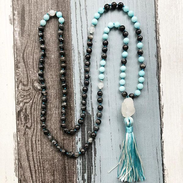 knotted mala necklaces 108 prayer raw q-uartz necklace black labradorite & blue stone bead necklace tassel healing stone jewelry, Silver
knotted mala necklaces 108 prayer raw q-uartz necklace black labradorite & blue stone bead necklace tassel healing stone jewelry, Silver