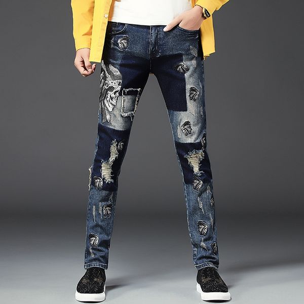 autumn and tight pants jeans tight pantswinter new embroidered jeans men's fashion brand slim fit straight personality indian fashion b, Blue
autumn and tight pants jeans tight pantswinter new embroidered jeans men's fashion brand slim fit straight personality indian fashion b, Blue