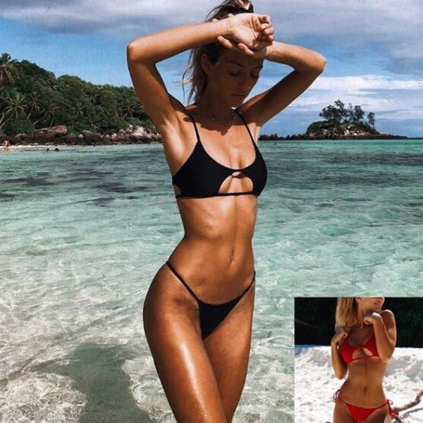 women's bikini solid low waist thong bandage swimwear triangle padded set swimsuit beach push up maillot de bain femme, White;black
women's bikini solid low waist thong bandage swimwear triangle padded set swimsuit beach push up maillot de bain femme, White;black