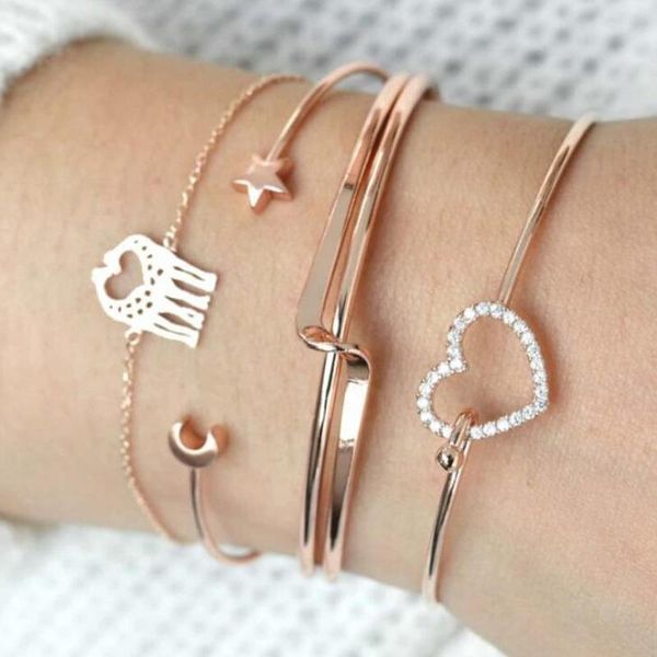 niuyitid 4 pcs / set heart shape open bracelet set women fashion party jewelry gift pulseras mujer handmade charm for female, Golden;silver
niuyitid 4 pcs / set heart shape open bracelet set women fashion party jewelry gift pulseras mujer handmade charm for female, Golden;silver