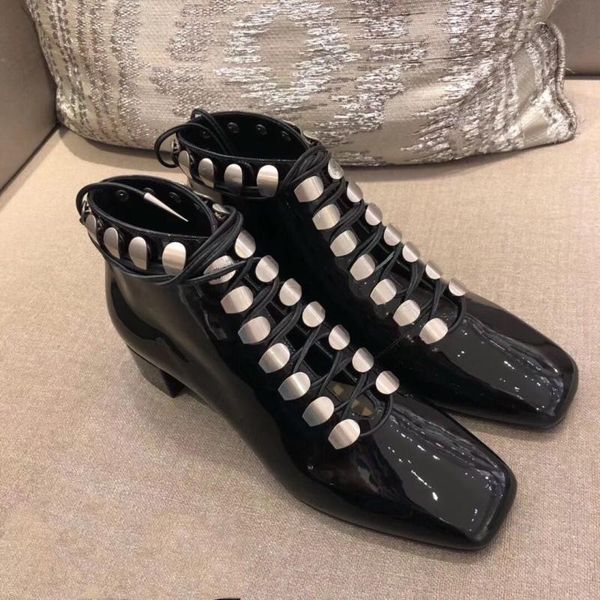 autumn & spring women's ankle boots women 's patent leather boots lace-up bling sequined rivet female shoes, Black
autumn & spring women's ankle boots women 's patent leather boots lace-up bling sequined rivet female shoes, Black