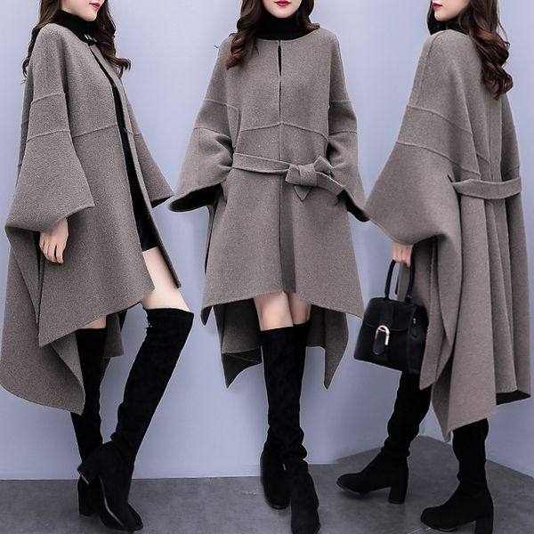 2021 autumn winter new women cloak popular woolen coat women's korean loose long overcoat plus size 3xl, Black
2021 autumn winter new women cloak popular woolen coat women's korean loose long overcoat plus size 3xl, Black