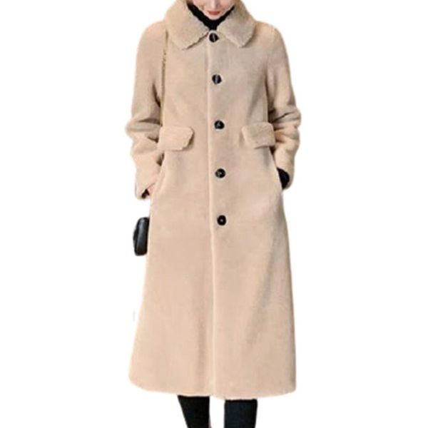 womens warm woolen overcoat solid color fleece winter warm overcoats single breasted casual a-line long outerwear mujer, Black 
womens warm woolen overcoat solid color fleece winter warm overcoats single breasted casual a-line long outerwear mujer, Black