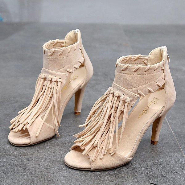 2020 new women's sandals tassel open toe flock thin heels women sandals summer all-match dress rome zapatos de mujer zipper, Black
2020 new women's sandals tassel open toe flock thin heels women sandals summer all-match dress rome zapatos de mujer zipper, Black