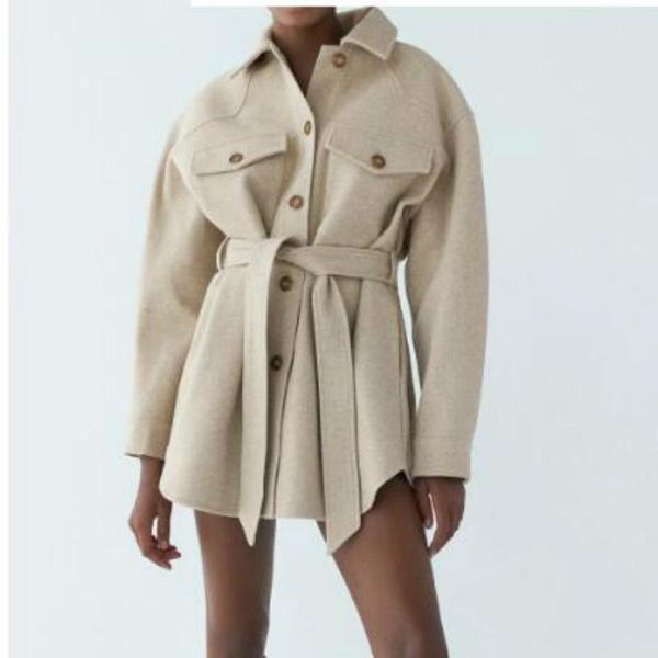 women's jackets women 2021 spring fashion with belt loose woolen jacket coat vintage long sleeve side pockets female outerwear chic ove, Black;brown
women's jackets women 2021 spring fashion with belt loose woolen jacket coat vintage long sleeve side pockets female outerwear chic ove, Black;brown