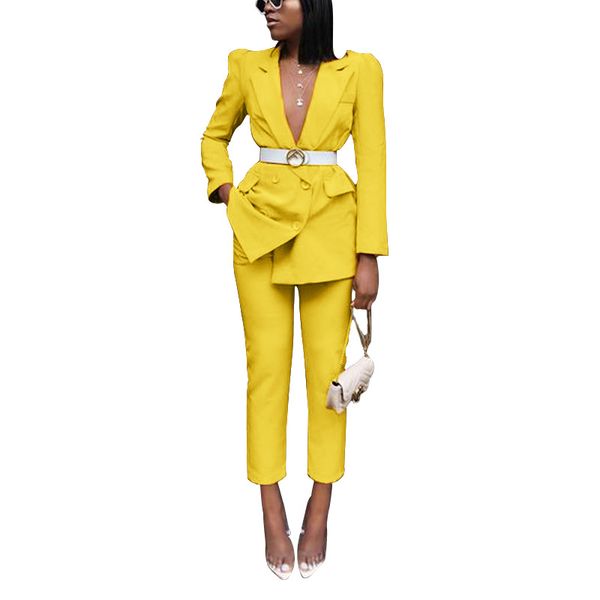 women v neck pants suit double breasted long sleeve slim blazers zipper fly pants ladies two piece suit, White;black
women v neck pants suit double breasted long sleeve slim blazers zipper fly pants ladies two piece suit, White;black