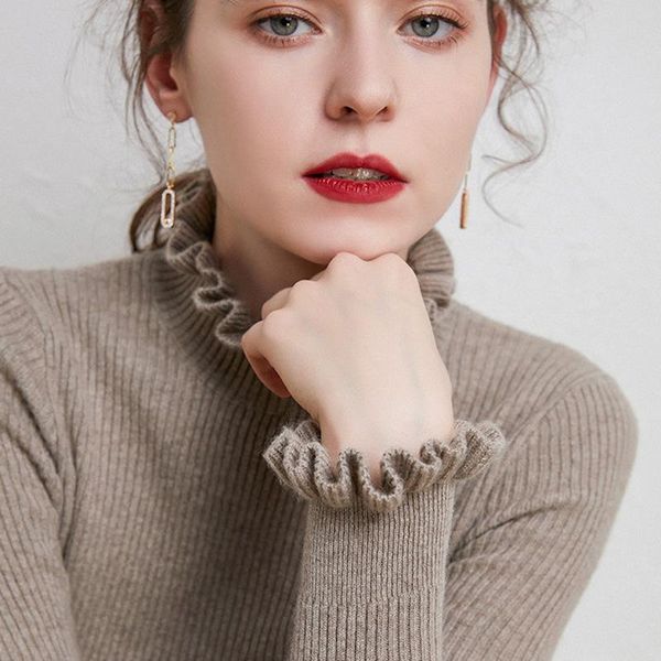2021 autumn winter women's sweaters pullover ruffle turtleneck knitted sweaters long sleeve slim soft warm pull femme, White;black
2021 autumn winter women's sweaters pullover ruffle turtleneck knitted sweaters long sleeve slim soft warm pull femme, White;black