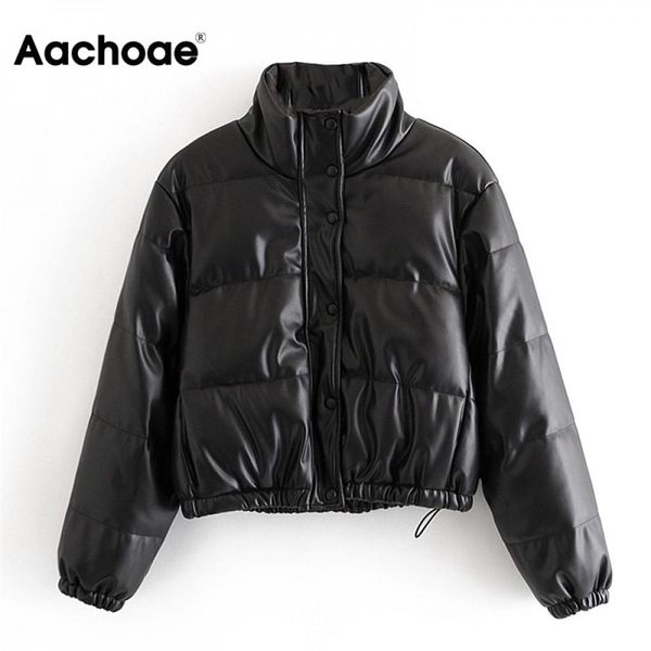 aachoae winter black pu faux leather parka women streetwear long sleeve padded jacket 2020 single breasted thick warm coat lj201127
aachoae winter black pu faux leather parka women streetwear long sleeve padded jacket 2020 single breasted thick warm coat lj201127