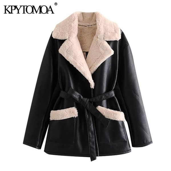 kpytomoa women fashion with fur faux leather thick warm jacket coat vintage long sleeve tied belt female outerwear chic 201112, Black;brown
kpytomoa women fashion with fur faux leather thick warm jacket coat vintage long sleeve tied belt female outerwear chic 201112, Black;brown