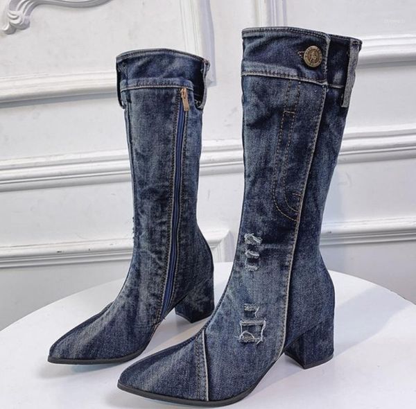 boots jean women's mid calf boot zipper high heel woman stylish jeans ladies denim female shoes1, Black
boots jean women's mid calf boot zipper high heel woman stylish jeans ladies denim female shoes1, Black