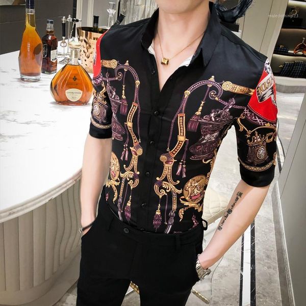 men's casual shirts gold flower shirt 2021 summer british camisa masculina social men's half sleeve slim print chemises pour homme, White;black
men's casual shirts gold flower shirt 2021 summer british camisa masculina social men's half sleeve slim print chemises pour homme, White;black