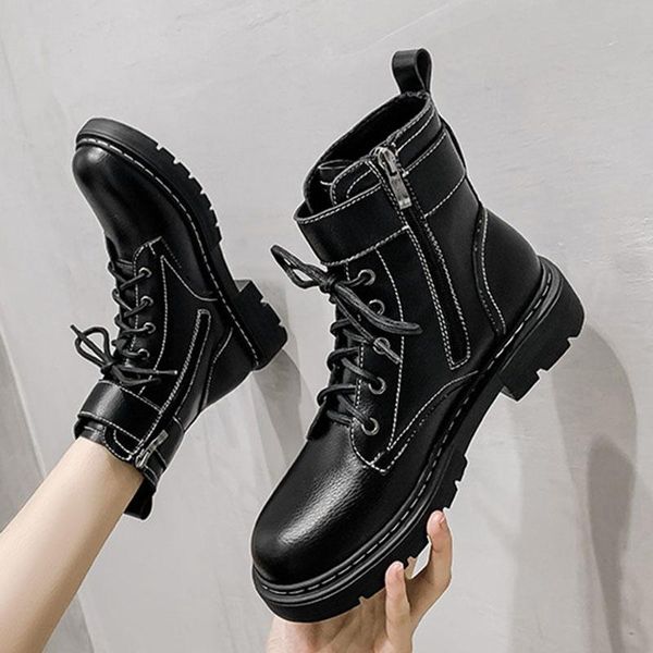 women buckle belt ankle boots 34-41platform boots thicken sole botas mujer student zipper& lace up riding women shoes 2020, Black
women buckle belt ankle boots 34-41platform boots thicken sole botas mujer student zipper& lace up riding women shoes 2020, Black