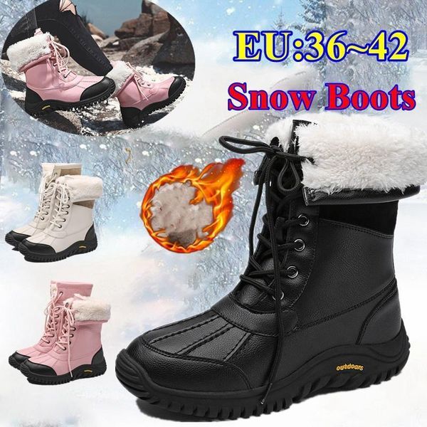 women snow boots winter warm boots shoes thick bottom platform waterproof ankle casual outdoor mid boot lace up shoes1, Black
women snow boots winter warm boots shoes thick bottom platform waterproof ankle casual outdoor mid boot lace up shoes1, Black
