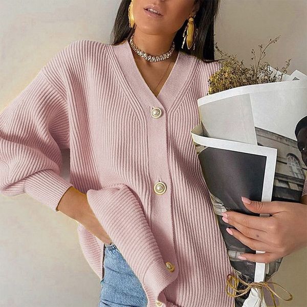 womens autumn winter mid-length v-neck single breasted sweater coat puff sleeve solid color knitted cardigan women loose top, White;black
womens autumn winter mid-length v-neck single breasted sweater coat puff sleeve solid color knitted cardigan women loose top, White;black