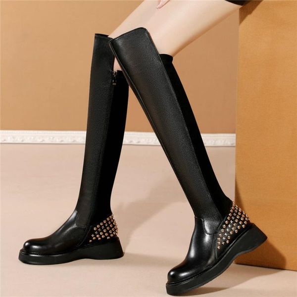 winter thigh high shoes women genuine leather over the knee high motorcycle boots female stretchy fabric plaform oxfords shoes, Black
winter thigh high shoes women genuine leather over the knee high motorcycle boots female stretchy fabric plaform oxfords shoes, Black