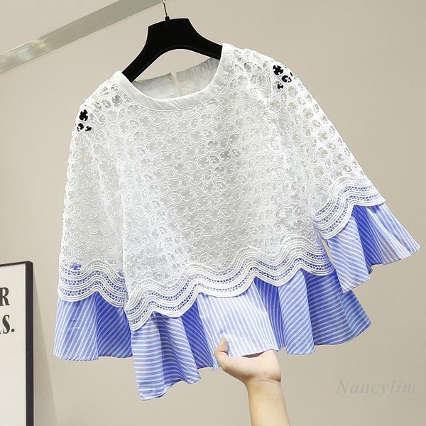 fashion woman lace blouse round neck crocheted hollow lace shirt 2021 bell sleeve doll shirts girls lady all-match loose, White
fashion woman lace blouse round neck crocheted hollow lace shirt 2021 bell sleeve doll shirts girls lady all-match loose, White