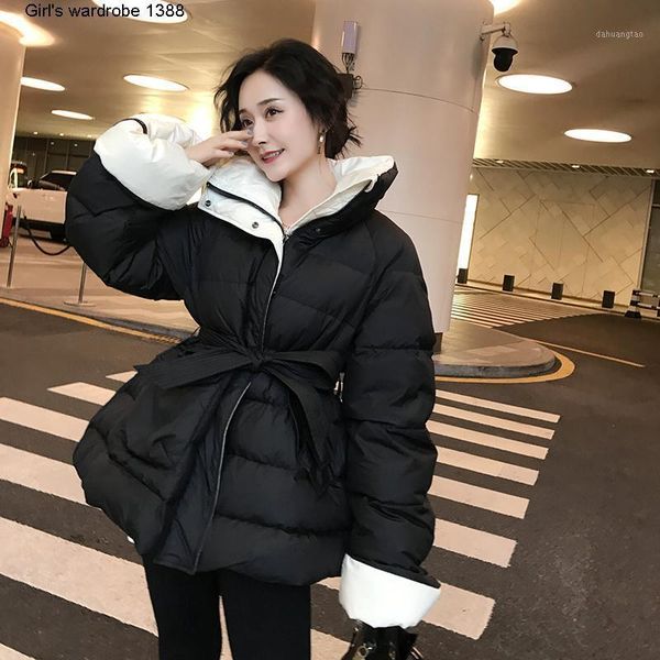 designer's 2020 new wrapped large turn over sleeve design, contrast color waist shows thin, medium length down jacket for1, Black;brown
designer's 2020 new wrapped large turn over sleeve design, contrast color waist shows thin, medium length down jacket for1, Black;brown