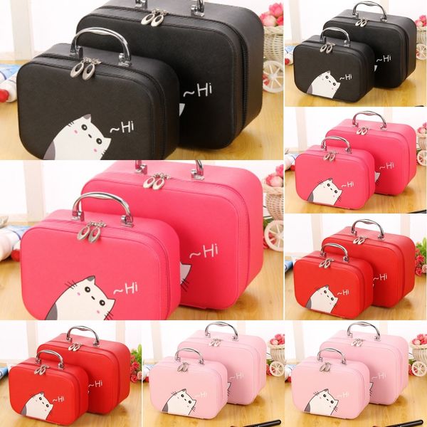 i5wws cute kitten bag case cosmetic portable travel case a5krs cosmetic storage leather waterproof metal bag portable