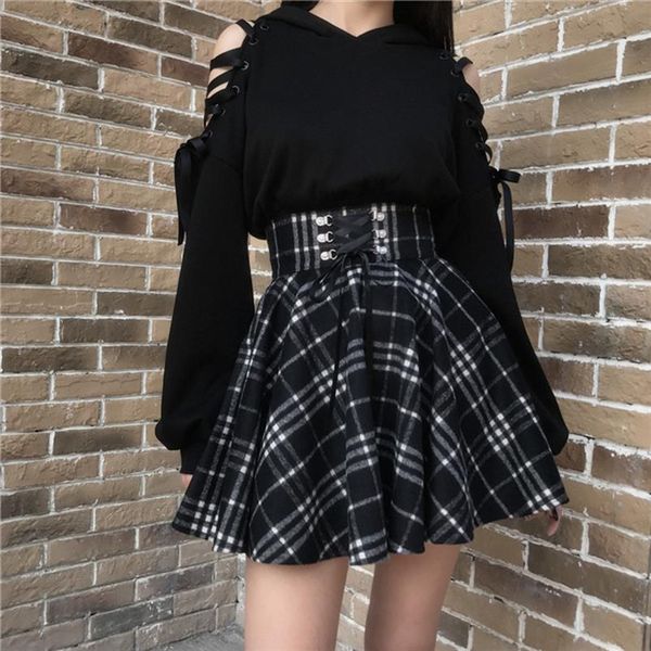 gothic lolita skirt women 2020 spring autumn winter high waisted lace up short plaid wool skirts mini tutu femme, Black
gothic lolita skirt women 2020 spring autumn winter high waisted lace up short plaid wool skirts mini tutu femme, Black