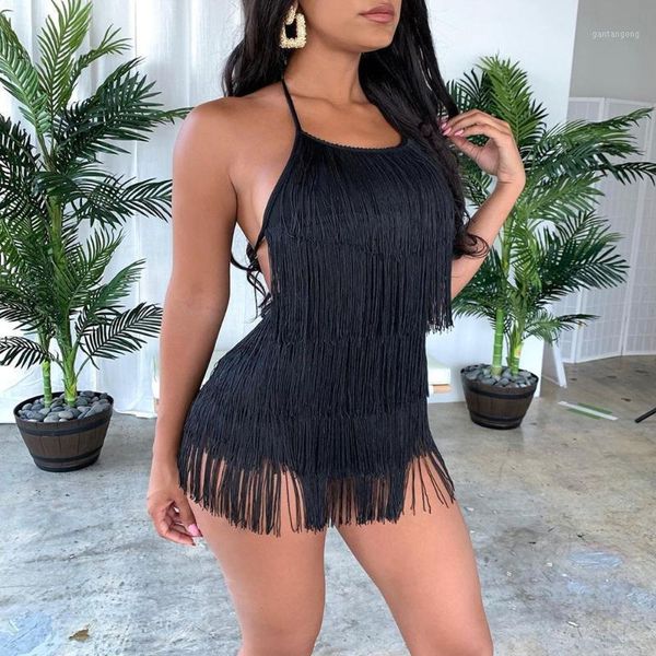 2020 new tassel backless black jumpsuit women summer off shoulder rompers womens clothing solid woman shorts clothes1, Black;white
2020 new tassel backless black jumpsuit women summer off shoulder rompers womens clothing solid woman shorts clothes1, Black;white