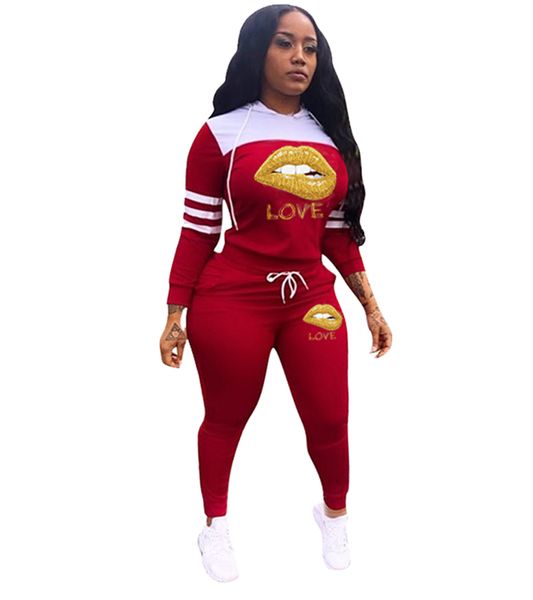 women lips tracksuit love letters hooded hoodies and legging pants two piece clothing sets casual outfit sweatshirts trousers suit e122308, White
women lips tracksuit love letters hooded hoodies and legging pants two piece clothing sets casual outfit sweatshirts trousers suit e122308, White