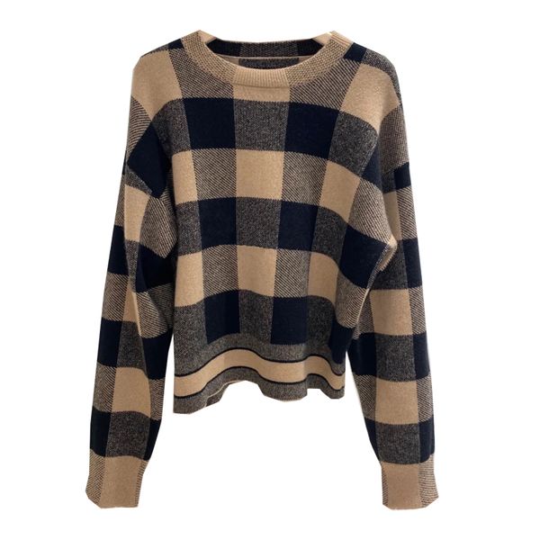 goat cashmere women sweater shirt 2020 runway vintage long sleeve plaid o-neck knitted sweater autumn winter casual sweaters, White;black
goat cashmere women sweater shirt 2020 runway vintage long sleeve plaid o-neck knitted sweater autumn winter casual sweaters, White;black