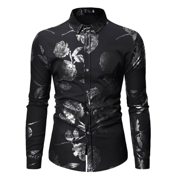 men's shirt long sleeve casual shirt fashion rose floral printed turn-down collar slim fit for mens clothing blouse, White;black
men's shirt long sleeve casual shirt fashion rose floral printed turn-down collar slim fit for mens clothing blouse, White;black