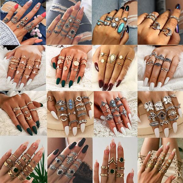 cluster rings 40 style set bohemian vintage gold crescent geometric joint ring for women crystal design party jewelry, Golden;silver
cluster rings 40 style set bohemian vintage gold crescent geometric joint ring for women crystal design party jewelry, Golden;silver