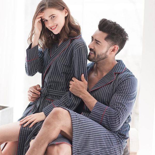 men's sleepwear women bathrobe long-sleeved striped classic nightgown couple skin-friendly and comfortable men fashion home wear, Black;brown
men's sleepwear women bathrobe long-sleeved striped classic nightgown couple skin-friendly and comfortable men fashion home wear, Black;brown