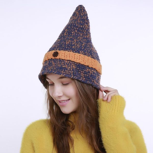 beanie/skull caps style autumn winter female cotton yarn mixed color beanie knitting hat decorative button unique witch pointy hats hallowee, Blue;gray
beanie/skull caps style autumn winter female cotton yarn mixed color beanie knitting hat decorative button unique witch pointy hats hallowee, Blue;gray