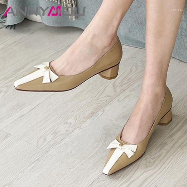 dress shoes annymoli med heels pumps square toe real leather women bow chunky heel shallow female footwear spring apricot 34-401, Black
dress shoes annymoli med heels pumps square toe real leather women bow chunky heel shallow female footwear spring apricot 34-401, Black