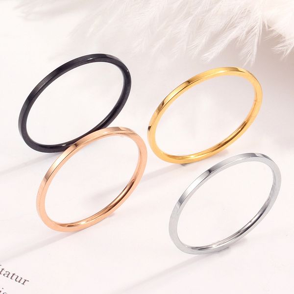 1mm gold silver black stainless steel band ring for women men simple fine engagement couple rings fashion jewelry gift, Golden;silver
1mm gold silver black stainless steel band ring for women men simple fine engagement couple rings fashion jewelry gift, Golden;silver