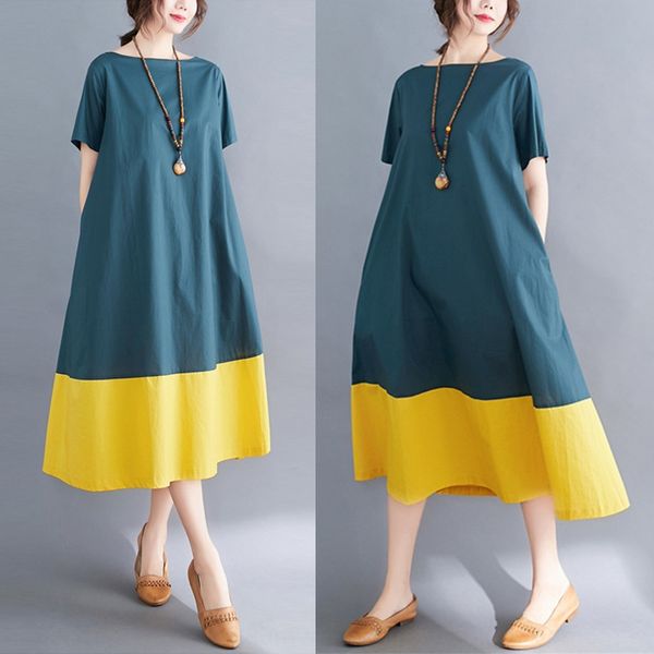 artistic large size loose color matching cotton linen round neck dress dresscotton and linen dressshort sleeve dress women's mid-length, Black;gray
artistic large size loose color matching cotton linen round neck dress dresscotton and linen dressshort sleeve dress women's mid-length, Black;gray