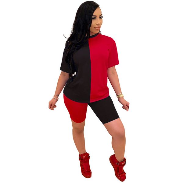 womens contrast color tracksuits summer short sleeve crew neck tshirt slim fit shorts ladies casual sport sets, Gray
womens contrast color tracksuits summer short sleeve crew neck tshirt slim fit shorts ladies casual sport sets, Gray