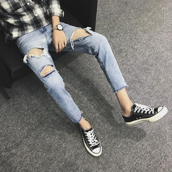 2020 teenagers handsome ripped jeans men's summer thin ankle length pants wild trend hong kong style small feet pencil pants1, Blue
2020 teenagers handsome ripped jeans men's summer thin ankle length pants wild trend hong kong style small feet pencil pants1, Blue