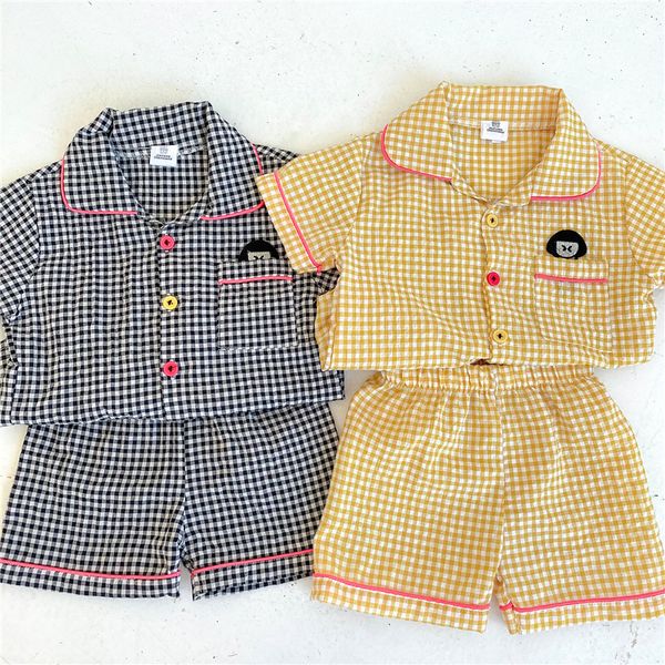 new 2pcs/set kids pajamas baby boy girls black yellow grid print short sleeve shorts suit cotton pyjamas kids summer homewear y200704, Blue;red
new 2pcs/set kids pajamas baby boy girls black yellow grid print short sleeve shorts suit cotton pyjamas kids summer homewear y200704, Blue;red