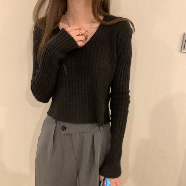 v collar bottoming sweater women's knitwear autumn and winter new korean style outerwear long-sleeved, White;black
v collar bottoming sweater women's knitwear autumn and winter new korean style outerwear long-sleeved, White;black