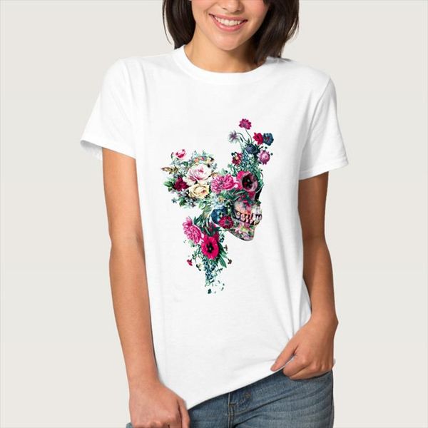 flower skull print t shirt women short sleeve o neck tshirt summer women ladies tee shirt clothes camisetas mujer, White
flower skull print t shirt women short sleeve o neck tshirt summer women ladies tee shirt clothes camisetas mujer, White