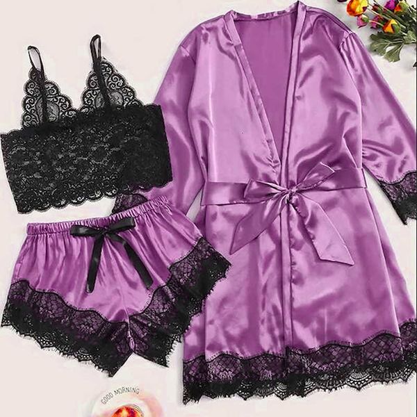 long sleeve womens pajamas lace lingerie nightwear underwear sleepwear 3pc suit pajama sets for women pijama mujer, Black;white
long sleeve womens pajamas lace lingerie nightwear underwear sleepwear 3pc suit pajama sets for women pijama mujer, Black;white