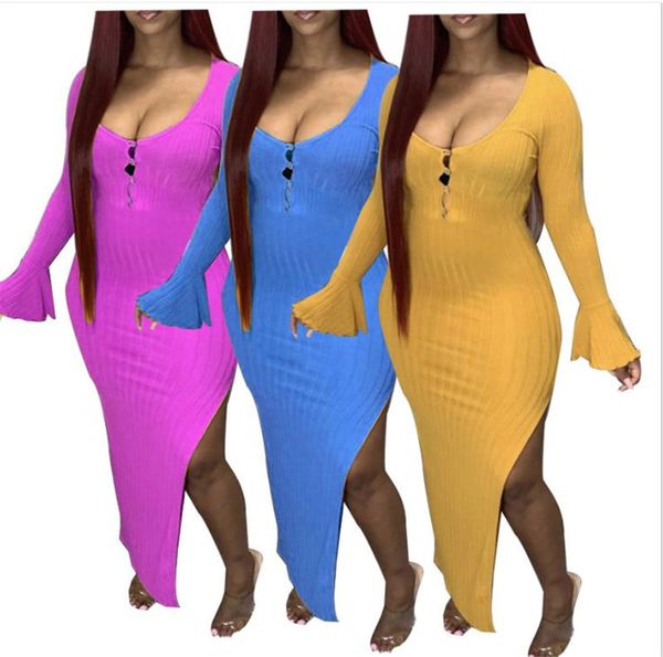 single breasted split designer bodycon dress flare sleeve solid color asymmetrical dress autumn female clothing, Black;gray
single breasted split designer bodycon dress flare sleeve solid color asymmetrical dress autumn female clothing, Black;gray