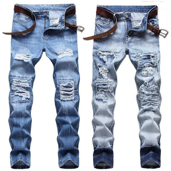 men's jeans fashion men ripped slim fit pant denim frayed long casual men1, Blue
men's jeans fashion men ripped slim fit pant denim frayed long casual men1, Blue