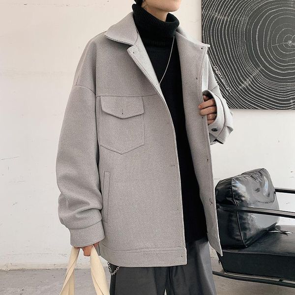 2020 winter new youth popular couple solid color loose lapel woolen coat fashionable casual single-breasted gray/black/khaki
2020 winter new youth popular couple solid color loose lapel woolen coat fashionable casual single-breasted gray/black/khaki