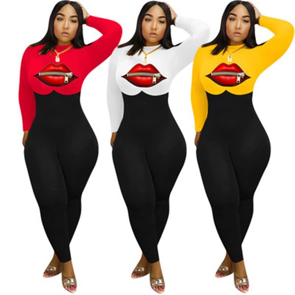 ladies lip pattern rompers fashion trend long sleeve round neck trousers jumpsuits designer winter female new sports casual slim rompers, Black;white
ladies lip pattern rompers fashion trend long sleeve round neck trousers jumpsuits designer winter female new sports casual slim rompers, Black;white